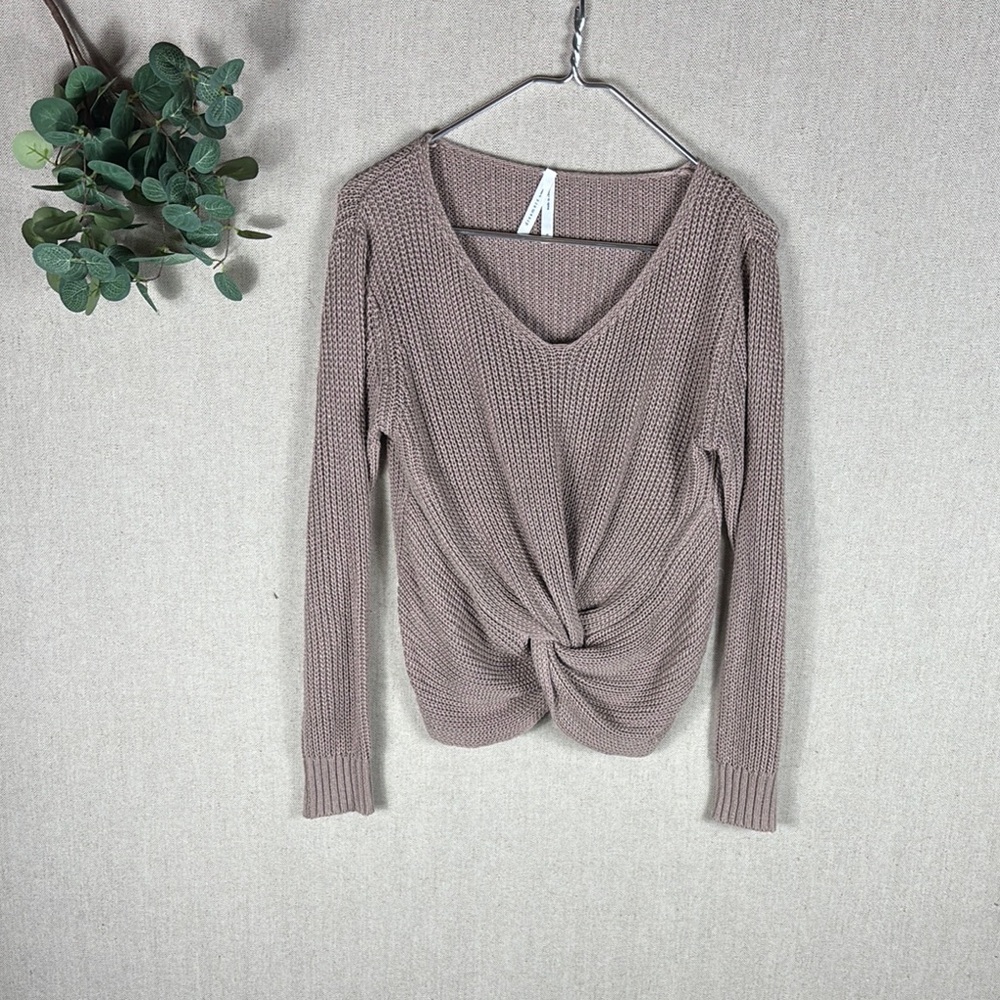 Dreamers > Knit Twist Front Sweater in Taupe Small